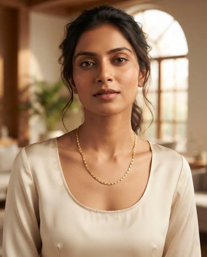 JHB Gold Plated Beads Matar mala short Chain for Women and Girls