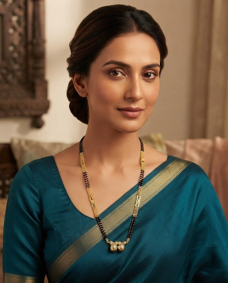 JHB 26 inch Traditional Temple One Gram Gold Maharashtrian Mangalsutra