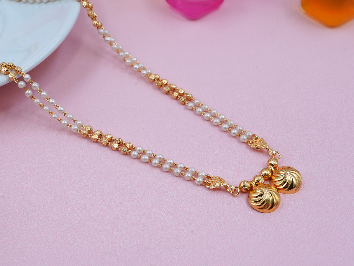 JHB 24 inch jewellery's Traditional Temple Forming One Gram Gold Stylish Maharashtrian Wati Mangal sutra Set Tanmaniya Pearl Mangalsutra For Women