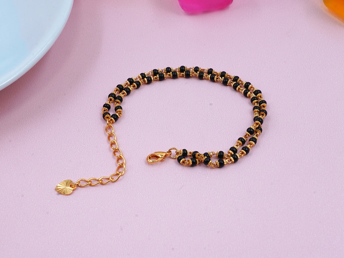 JHB Black Bead Bracelet Bangle Style Beautiful Latest Trend Artificial Hand Bracelet for Women and Girls