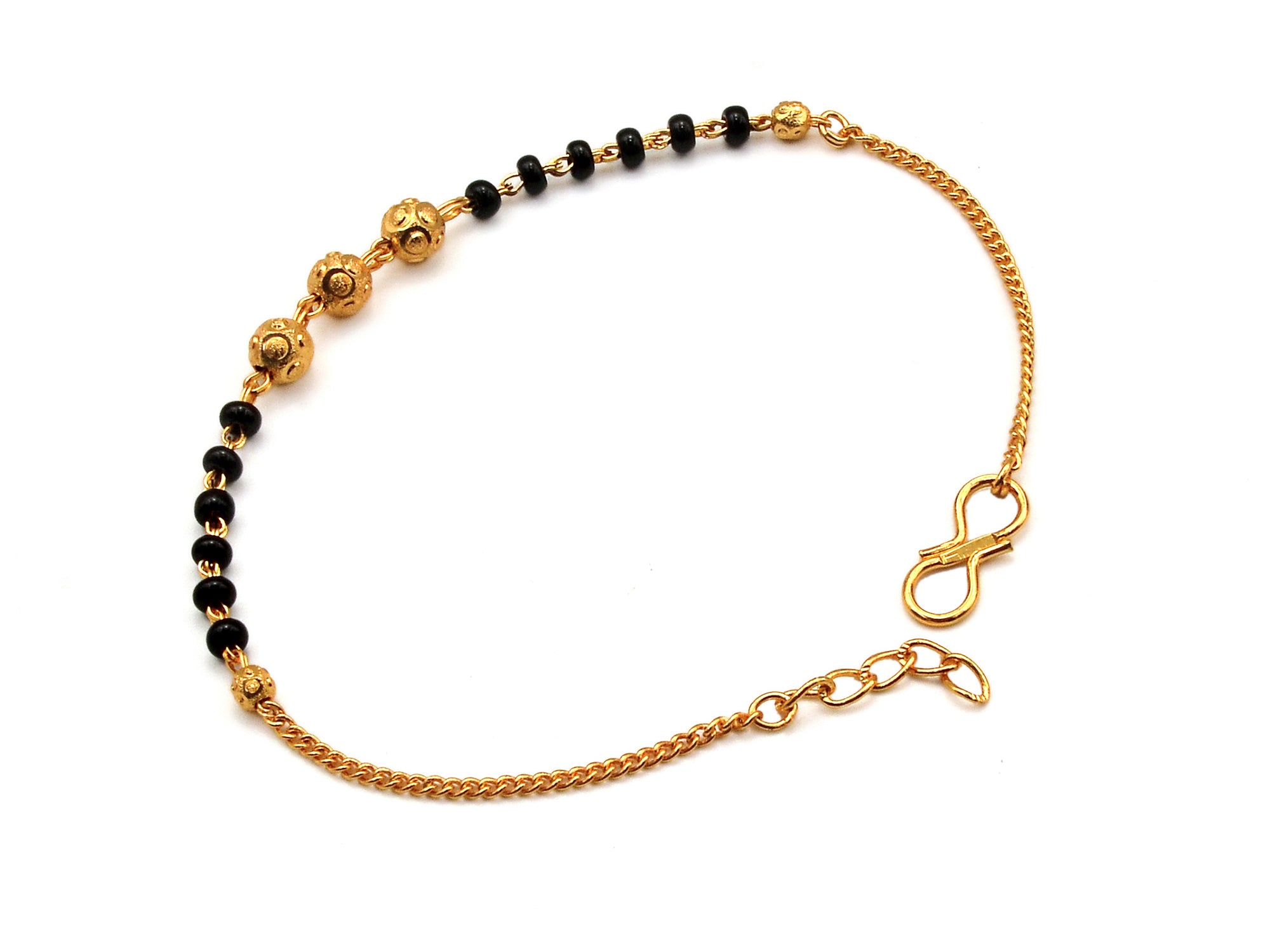 JHB Gold plated Brass Beads Hand Mangalsutra Bracelet for Women
