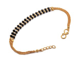 JHB Gold Plated Bracelet Black Beads Layer Hand Mangalsutra Bracelet for Women