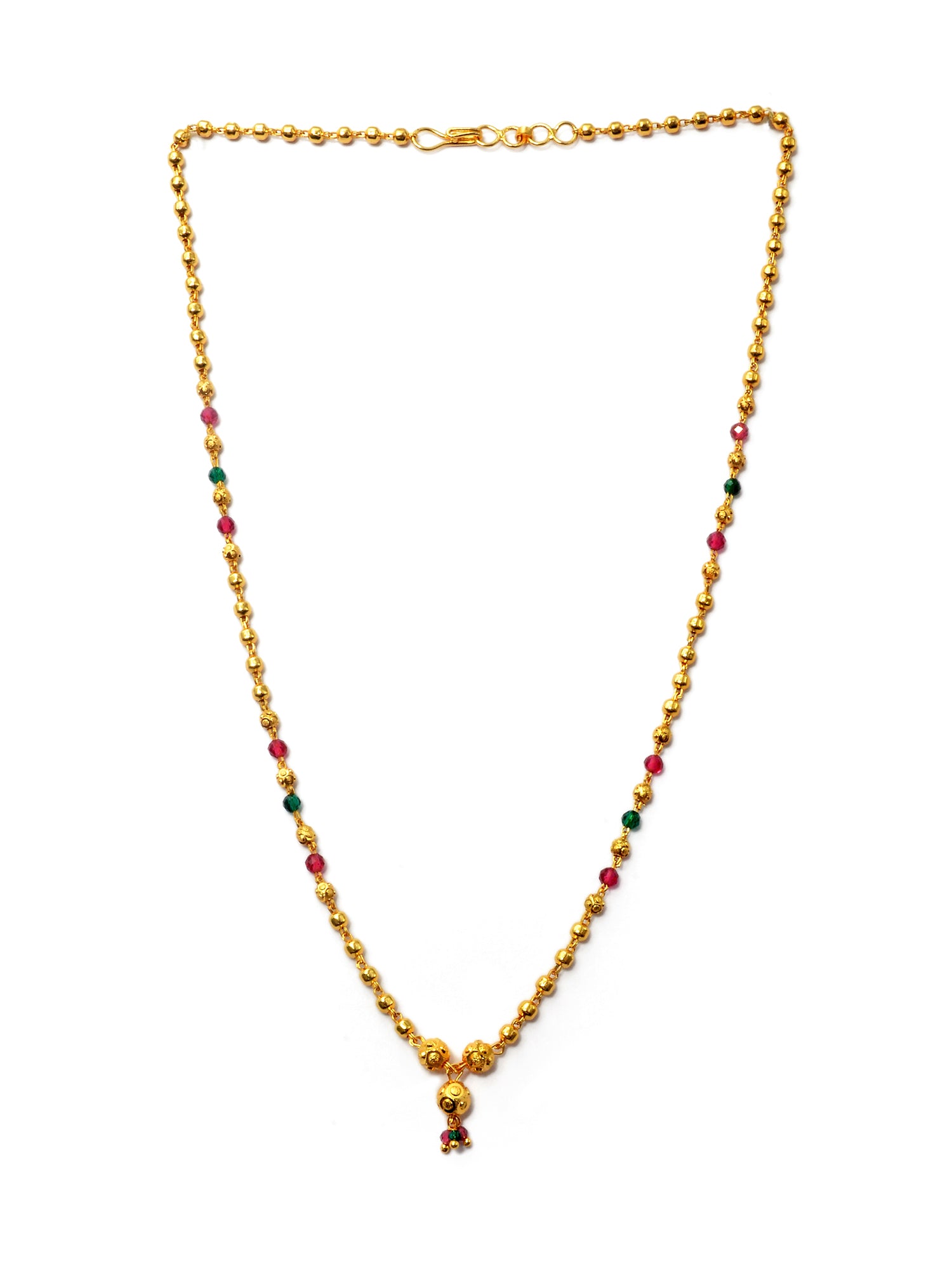 JHB Gold Plated Bead And Multy Colour Crystal Short Chain For Girls And Women