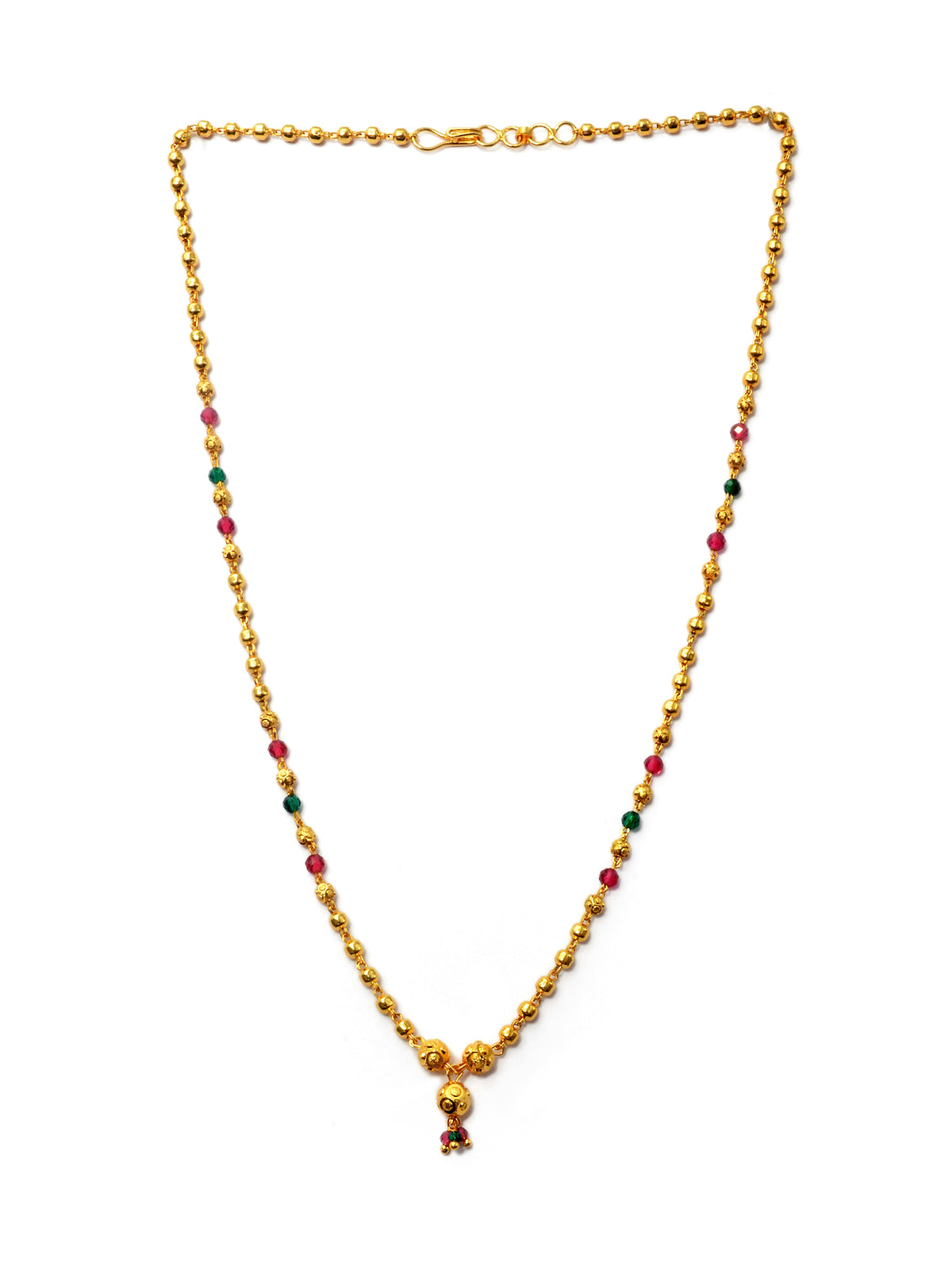 JHB Gold Plated Bead And Multy Colour Crystal Short Chain For Girls And Women