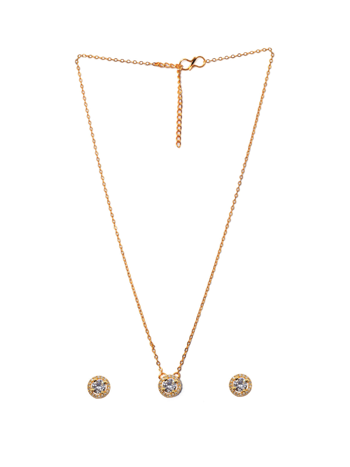 JHB Jewellery Gold Plated American Diamond necklace for girls Pendant Set/Necklace Set with Earrings for Girls and Women