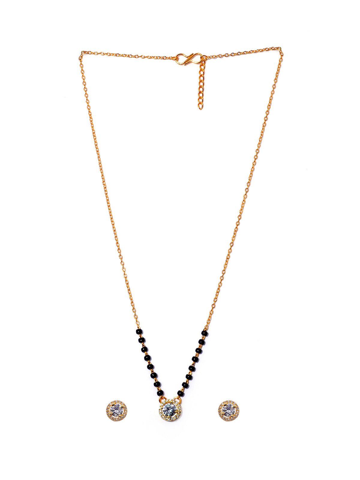 JHB AD Pendant Gift Set |Rakhi Rakshabandhan Gift for Sister Bhabhi, Gifts for Women & Girls | Mangalsutra With American Diamond, Traditional Black Bead Mangalsutra