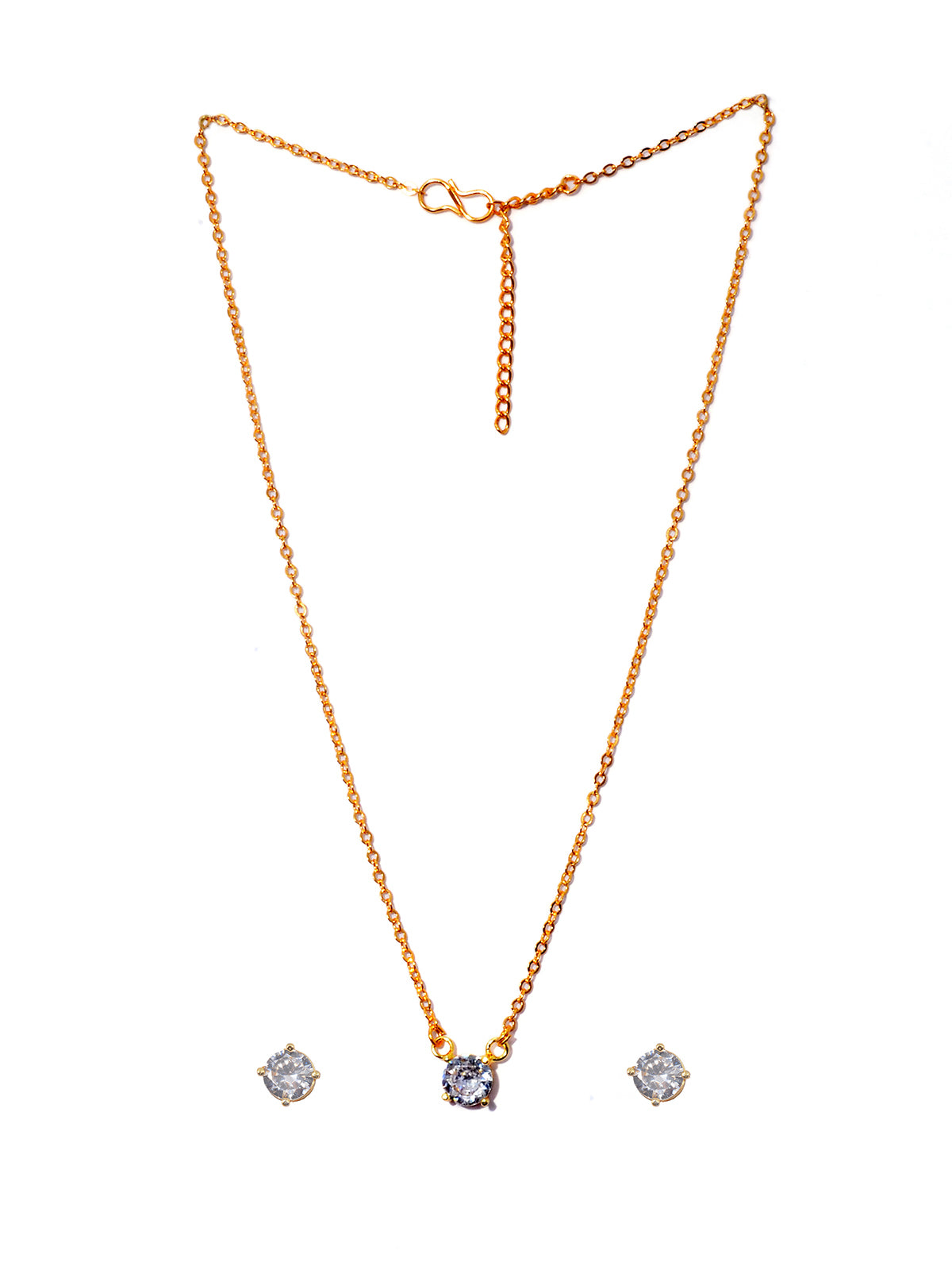 JHB Jewellery Gold Plated American Diamond necklace for girls Pendant Set/Necklace Set with Earrings for Girls and Women