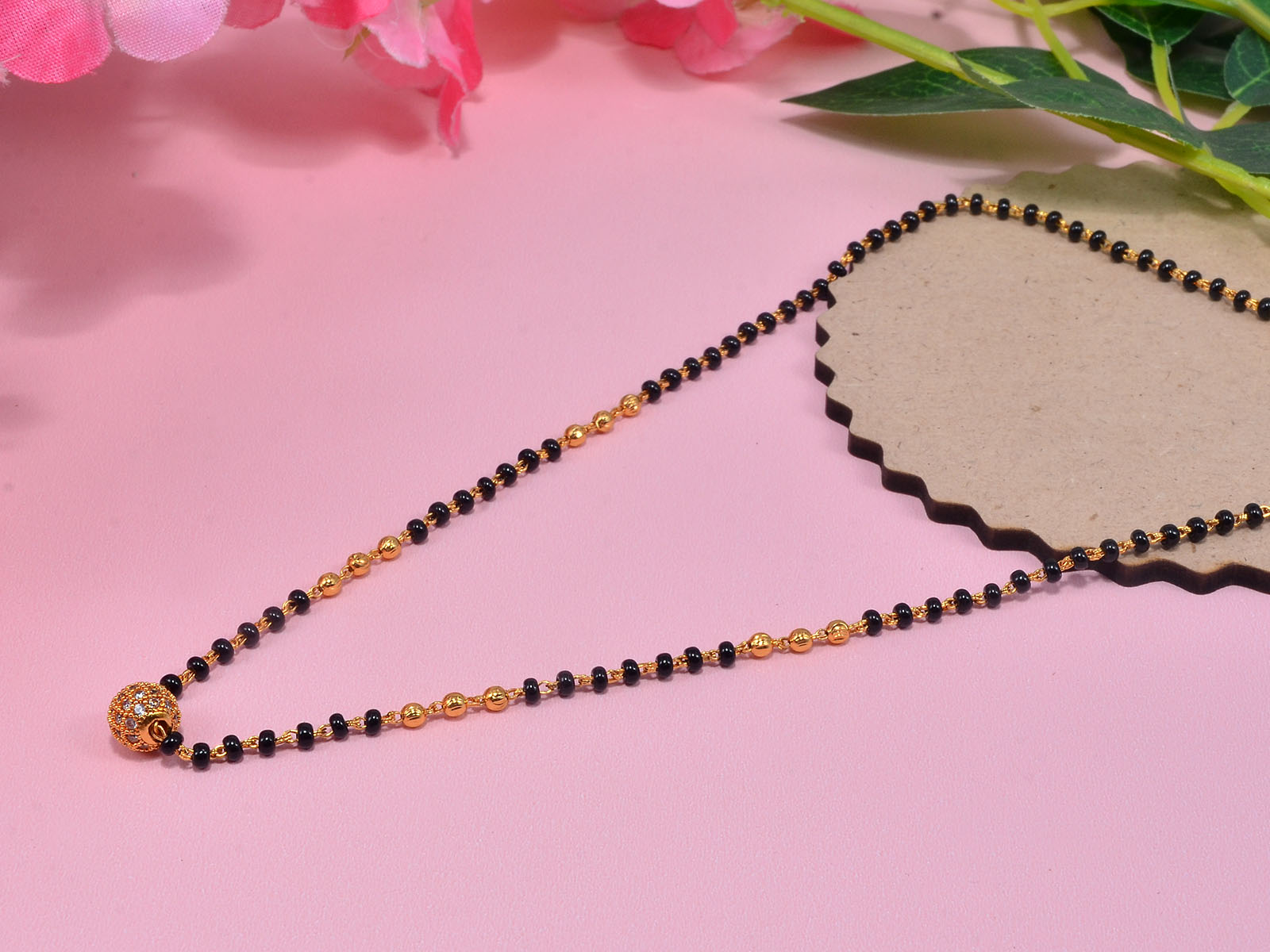 JHB Stylish Pendant Necklace Black Beads Mangalsutra/Tanmaniya/Nallapusalu/Mangalsutr for Women