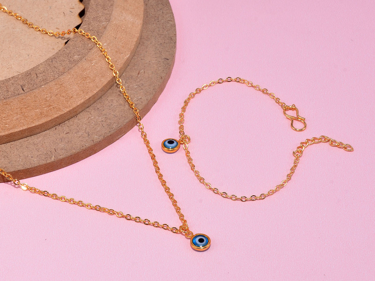 JHB Evil eye Chain And Bracelet Combo For Women and Girls