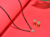 JHB AD Pendant Gift Set |Rakhi Rakshabandhan Gift for Sister Bhabhi, Gifts for Women & Girls | Mangalsutra With American Diamond, Traditional Black Bead Mangalsutra