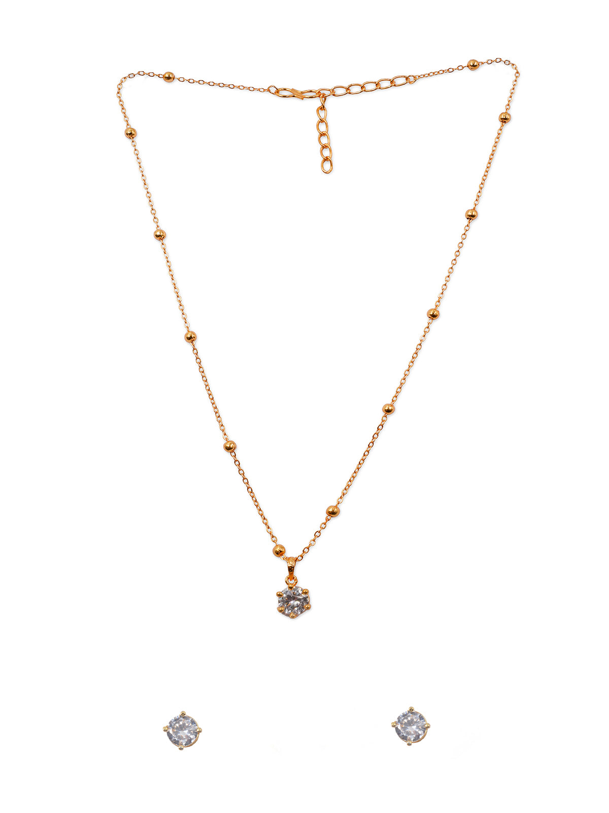 JHB Jewellery Gold Plated American Diamond necklace for girls Pendant Set/Necklace Set with Earrings for Girls and Women