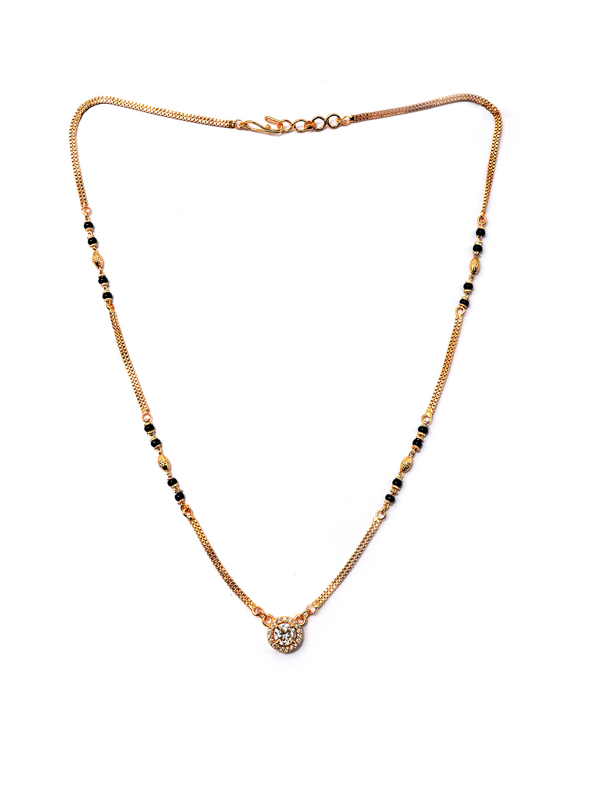 JHB Black Stone Black Bead Chain Short Mangalsutra Tanmaniya Necklace