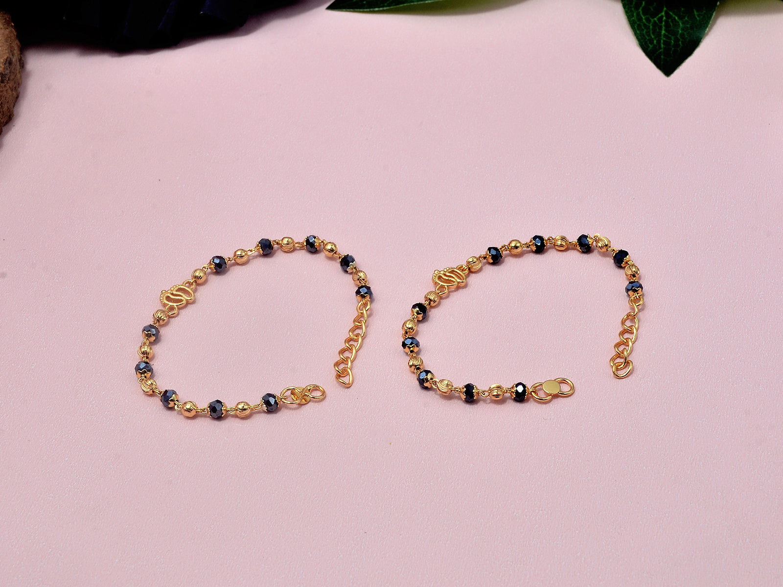 JHB Baby Bracelet Crystal Nazariya Brass Bangle/Bracelet For Kids for Baby Girls & Baby Boys(Black & Golden)