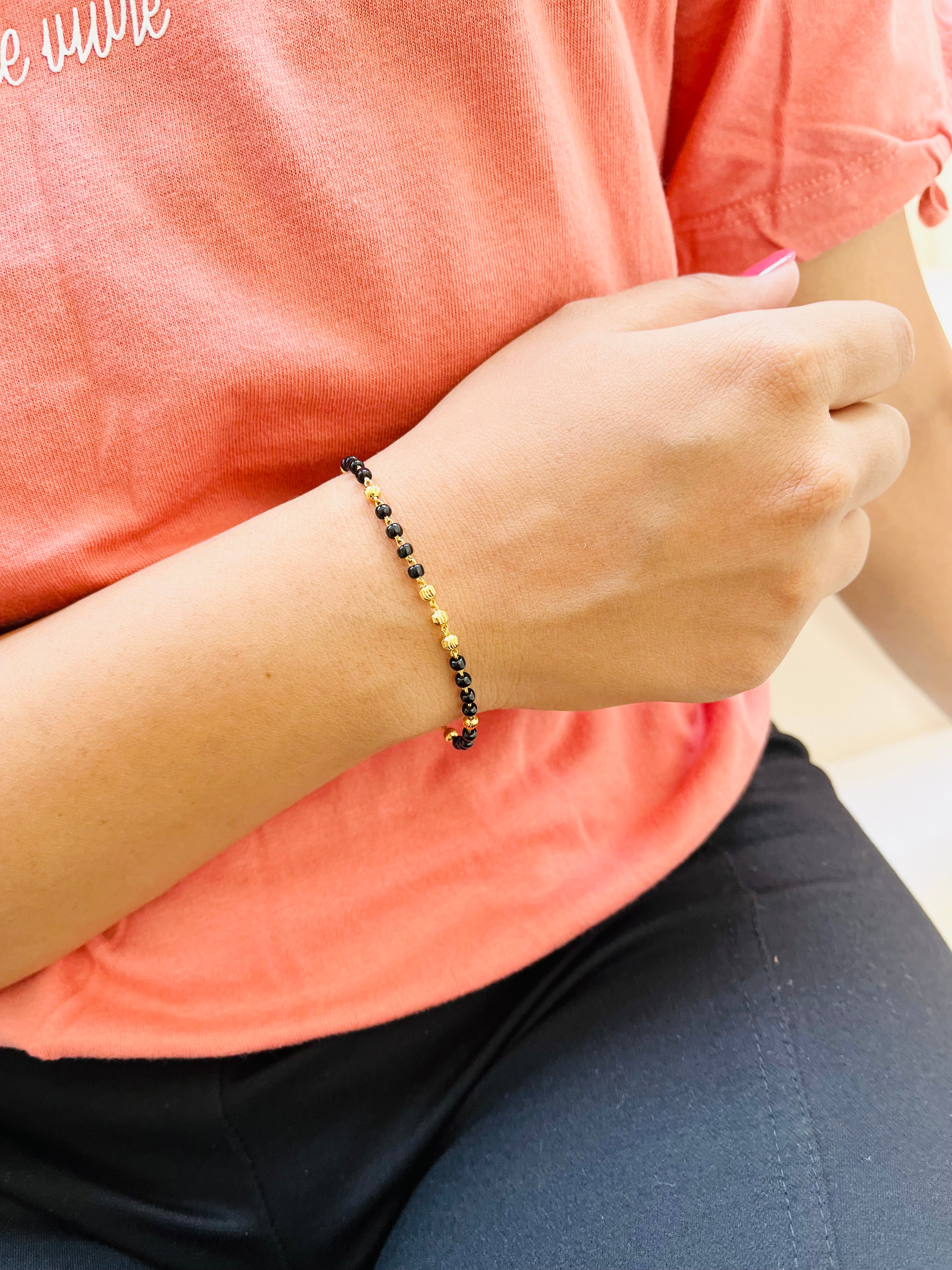 JHB Unique & Latest Black Bead Hand Bracelet Mangalsutra for Women