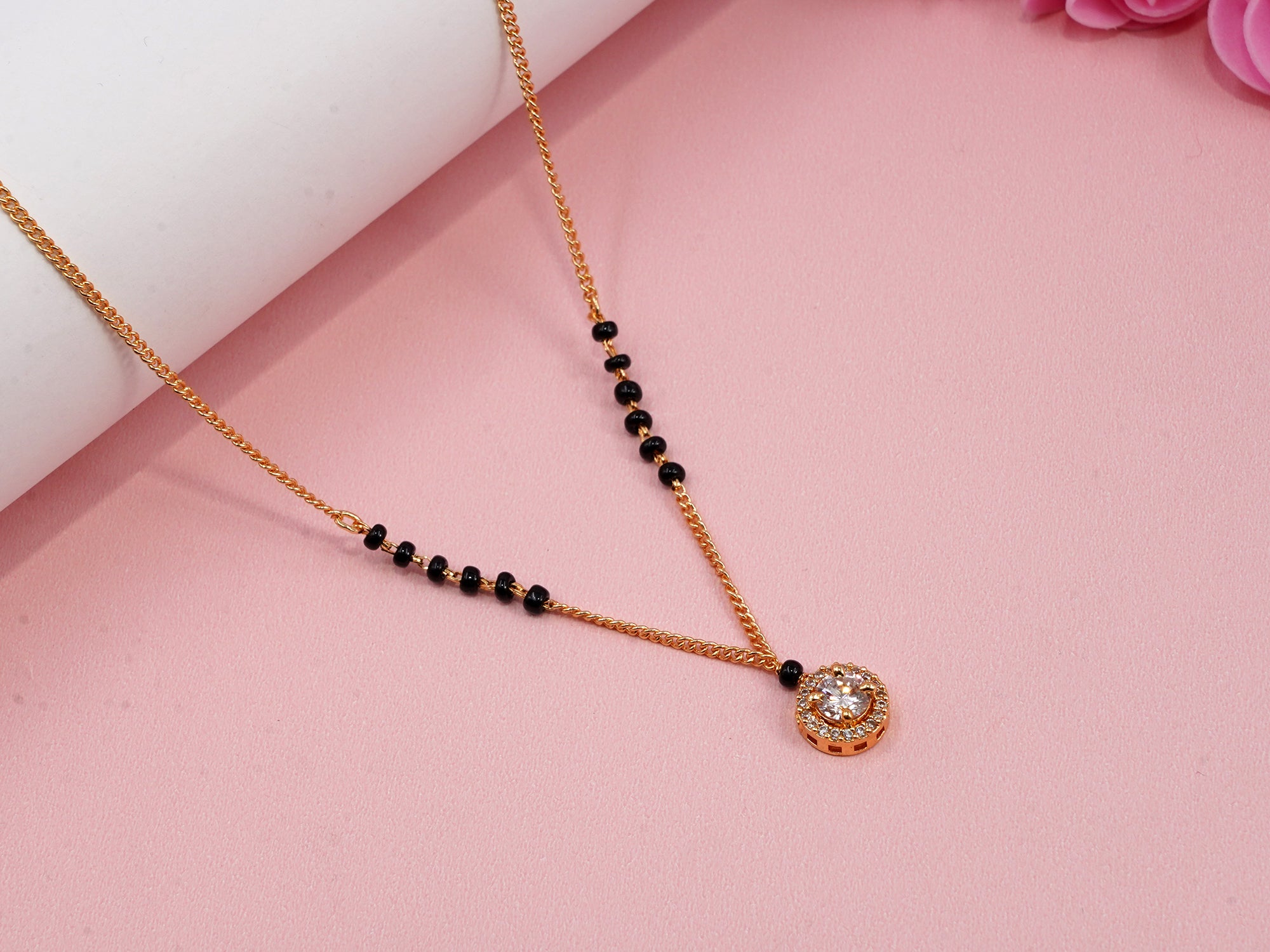 JHB Diamond Mangalsutra With Chain short Tanmaniya Traditional Black Bead Mangalsutra for women