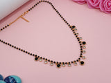 JHB Black Stone Black Bead Chain Short Mangalsutra Tanmaniya Necklaces For Women