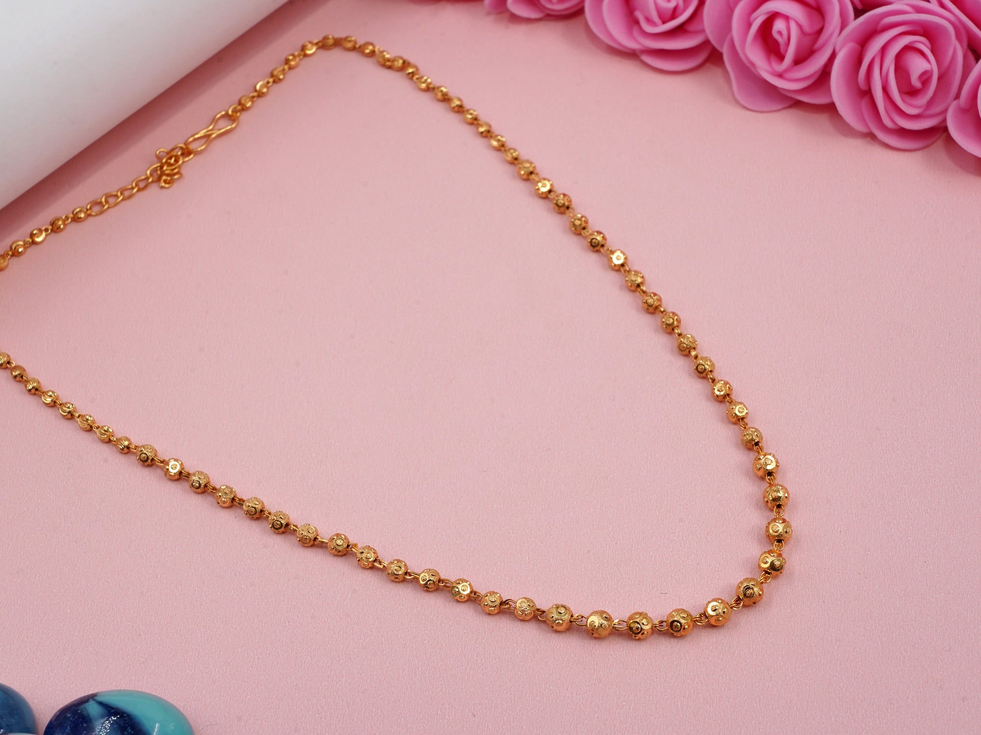 JHB Gold Plated Beads Matar mala short Chain for Women and Girls