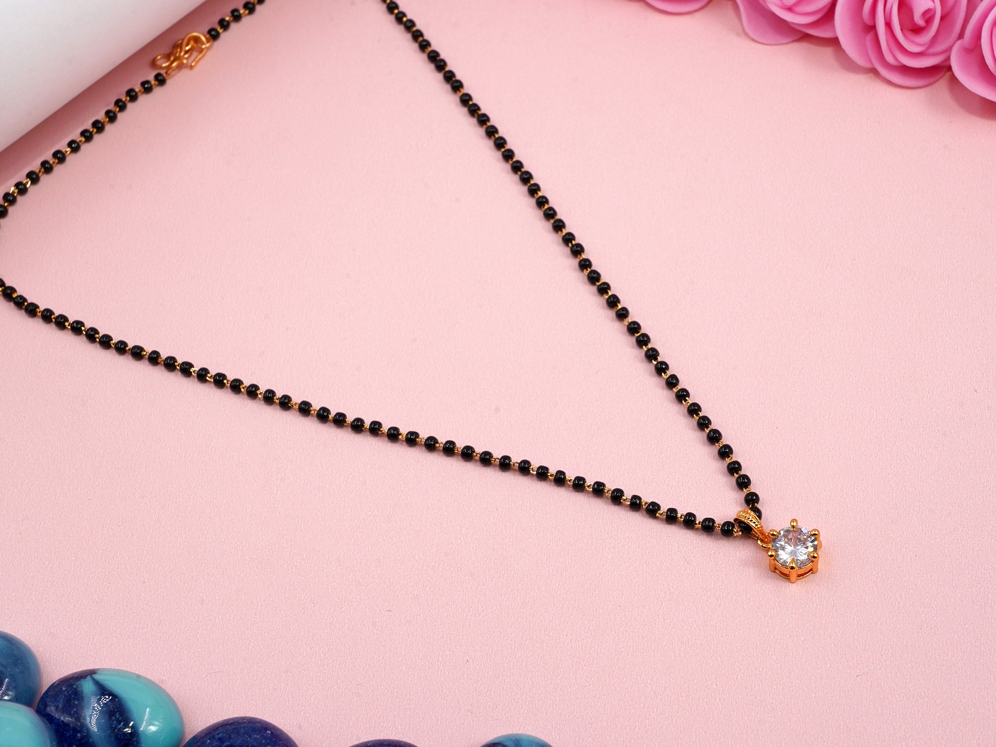JHB Diamond Mangalsutra With Chain short Length Tanmaniya Traditional Black Bead Mangalsutra for women