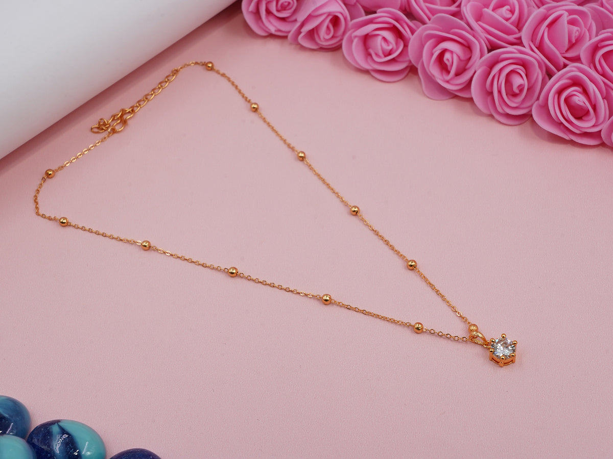 JHB Jewellery Gold Plated American Diamond necklace for girls Pendant Set/Necklace Set with Earrings for Girls and Women