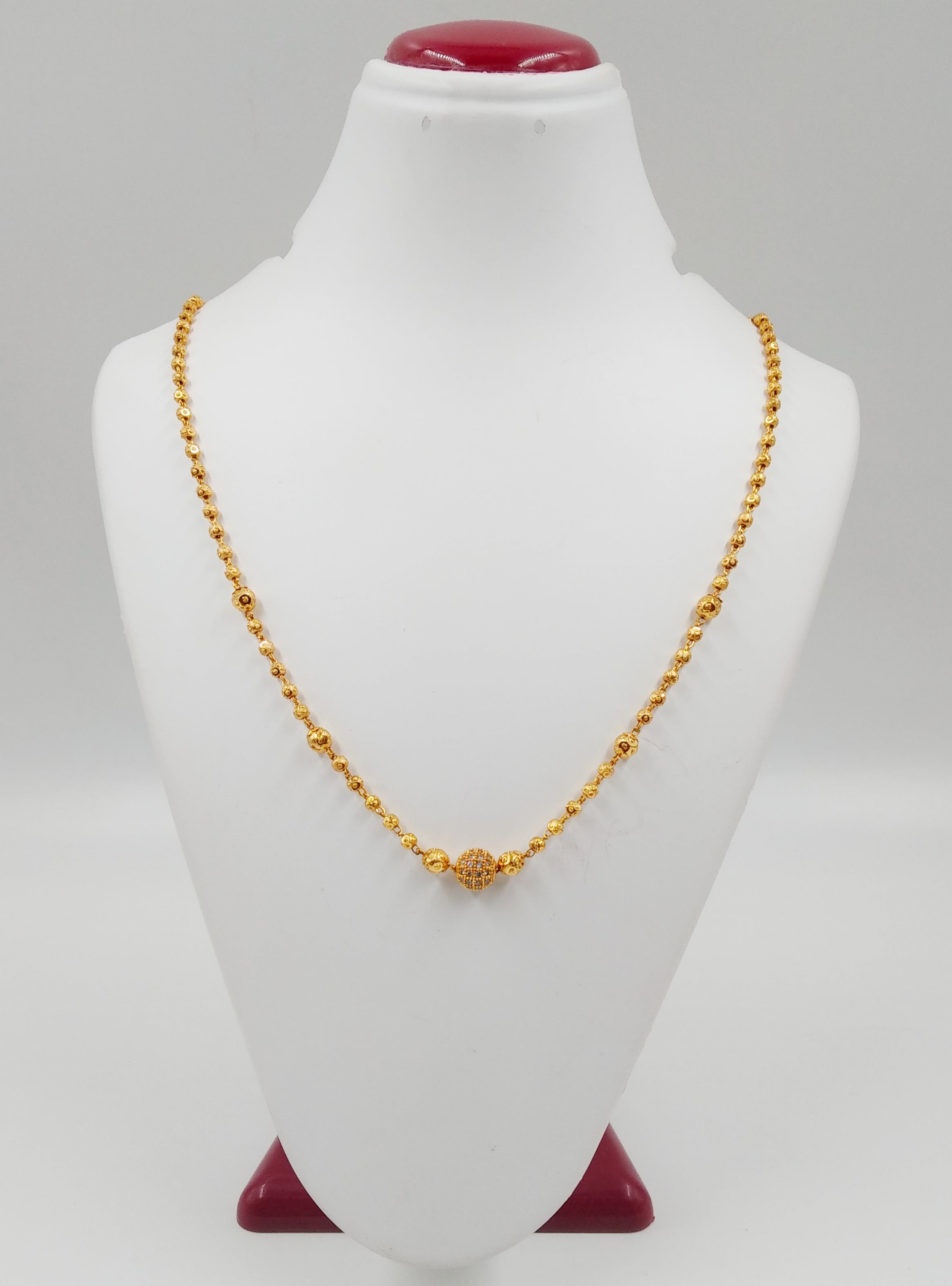 JHB Gold Plated Stylish Single Diamond Chain Neck Designer 18 inch MATARMALA Handmade Real Look Design Beauty Pave Natural Jewelry for Women Girls