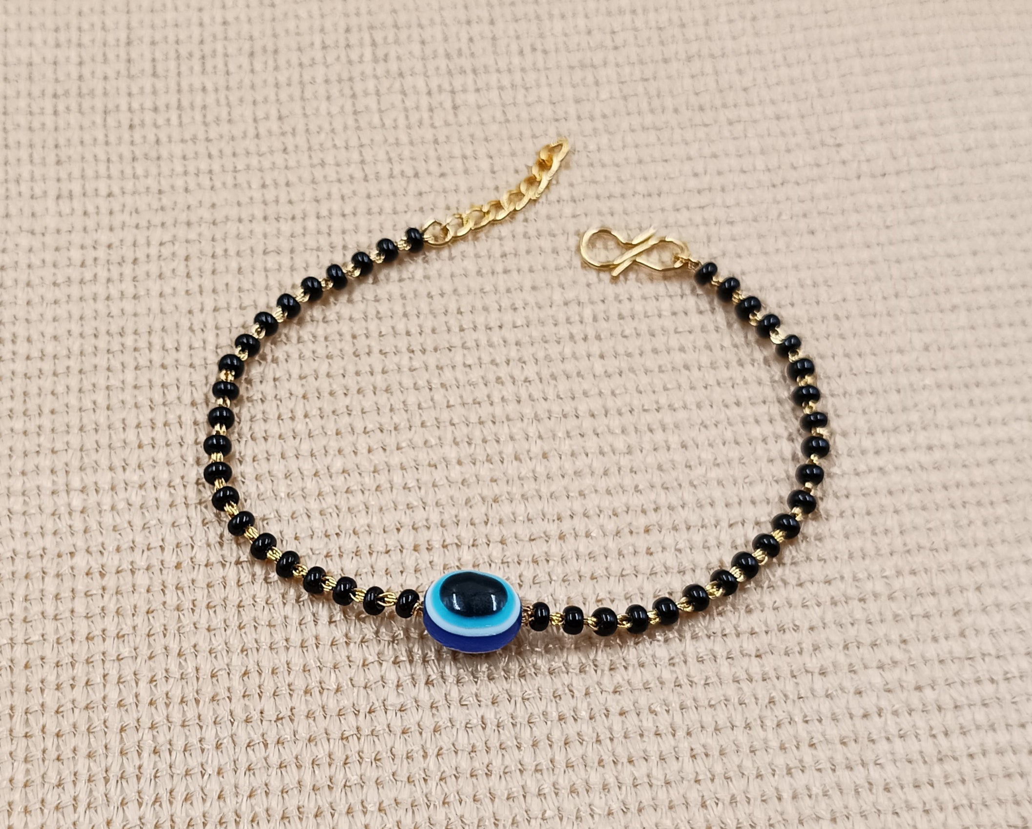 JHB Evil Eye Black bead Hand Bracelet For Women And Girls