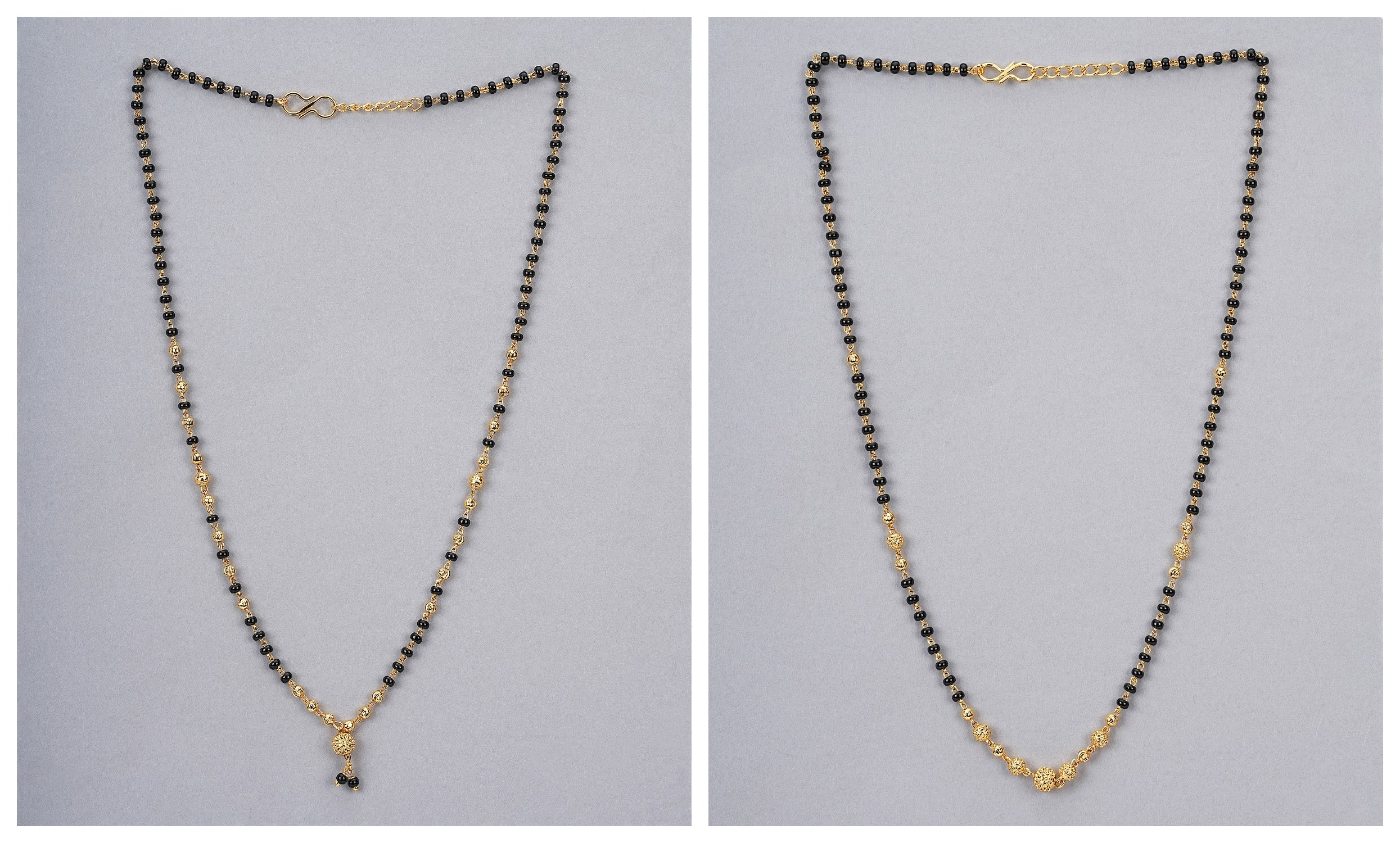 JHB Traditional Tanmaniya Designer 2 pis Mangalsutra Black Beads Short Chain combo For Women