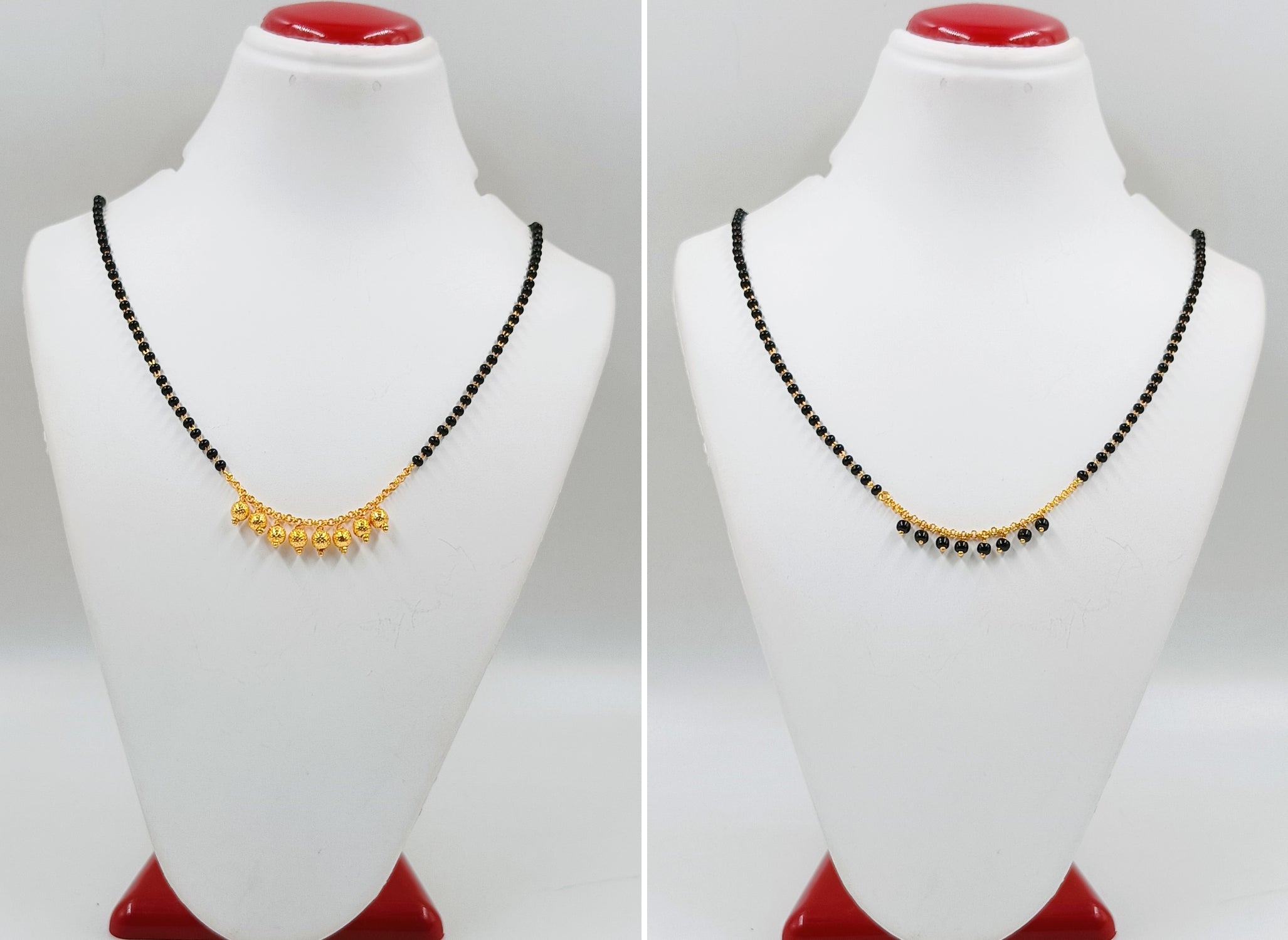 JHB Traditional Tanmaniya Designer Mangalsutra Black Beads Short Chain 2 pis combo For Women