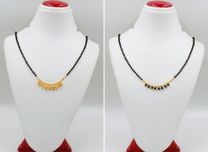 JHB Traditional Tanmaniya Designer Mangalsutra Black Beads Short Chain 2 pis combo For Women