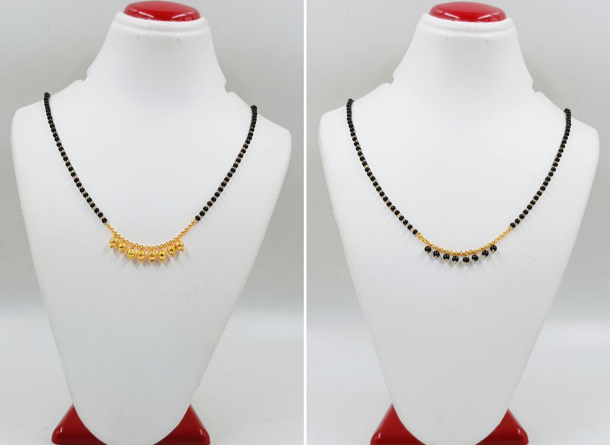 JHB Traditional Tanmaniya Designer Mangalsutra Black Beads Short Chain 2 pis combo For Women
