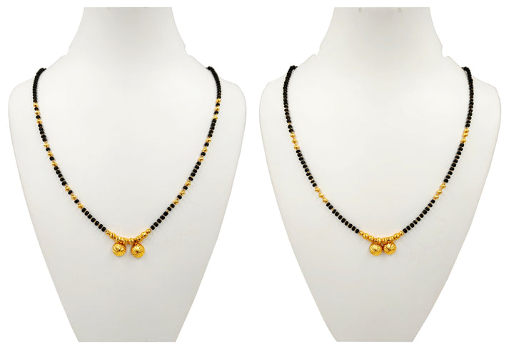 JHB Traditional Tanmaniya Designer Mangalsutra Black Beads Short Chain 2 pis combo For Women