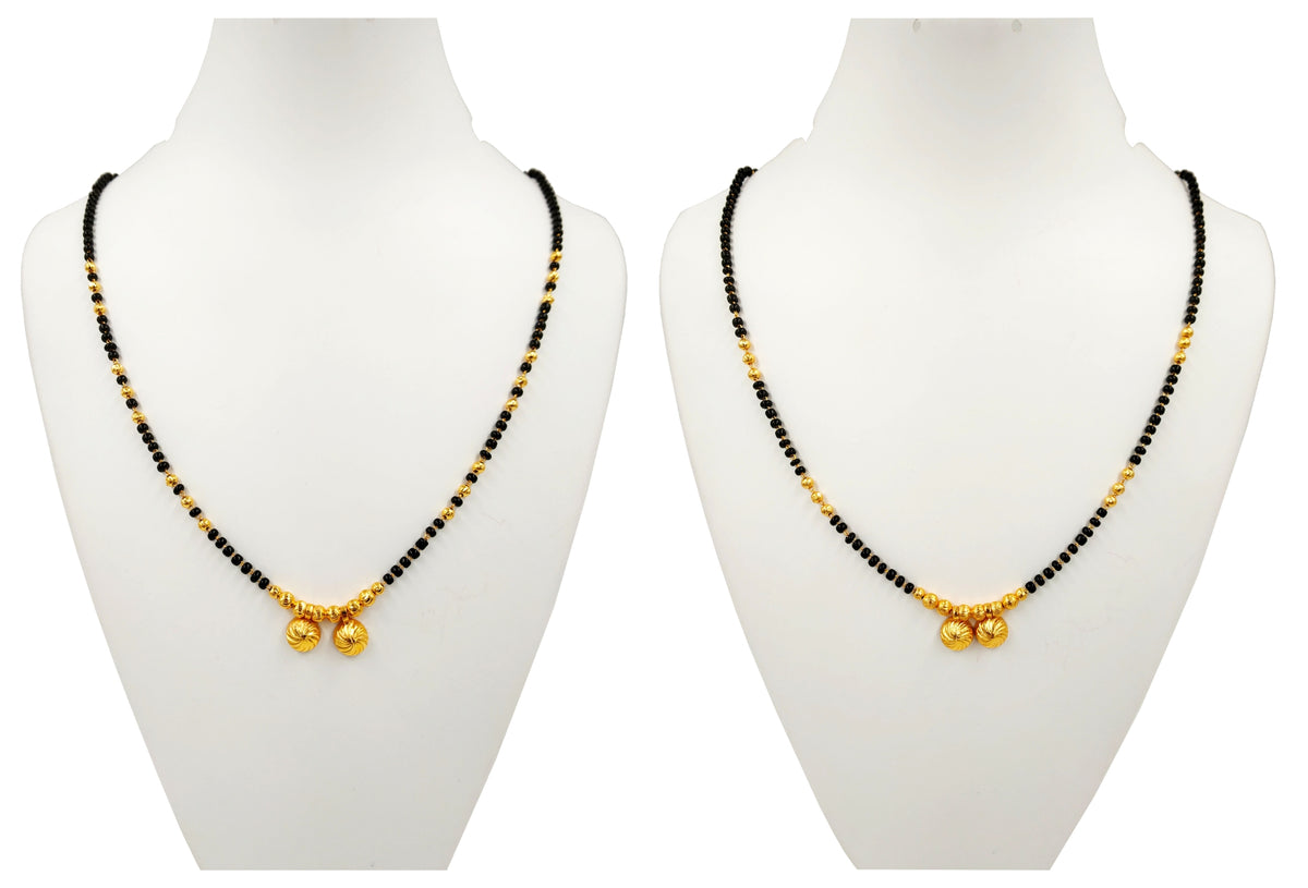 JHB Traditional Tanmaniya Designer Mangalsutra Black Beads Short Chain 2 pis combo For Women