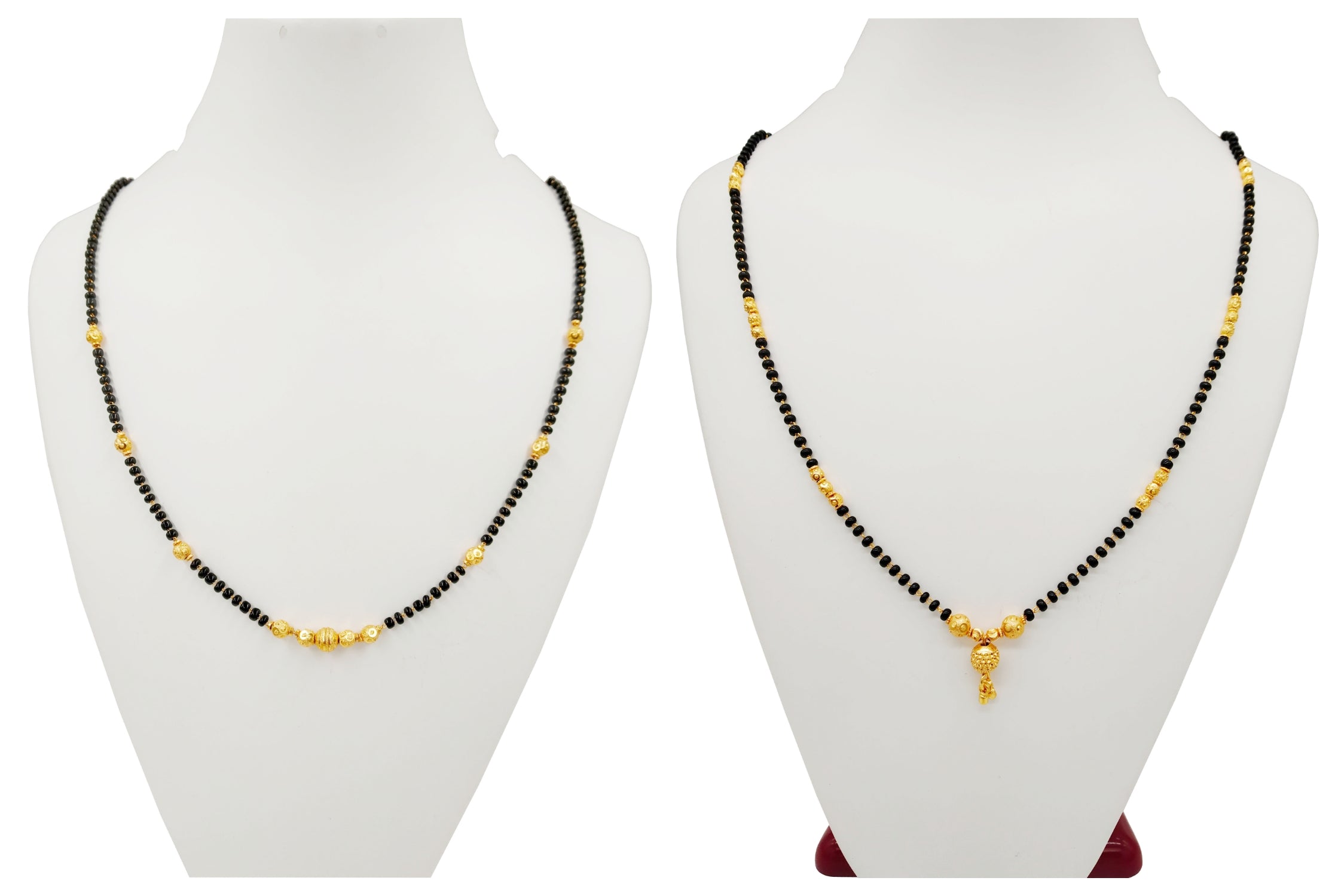 JHB Traditional Tanmaniya Designer Mangalsutra Black Beads Short Chain 2 pis combo For Women
