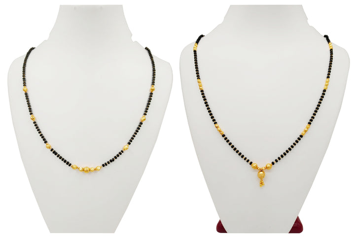 JHB Traditional Tanmaniya Designer Mangalsutra Black Beads Short Chain 2 pis combo For Women