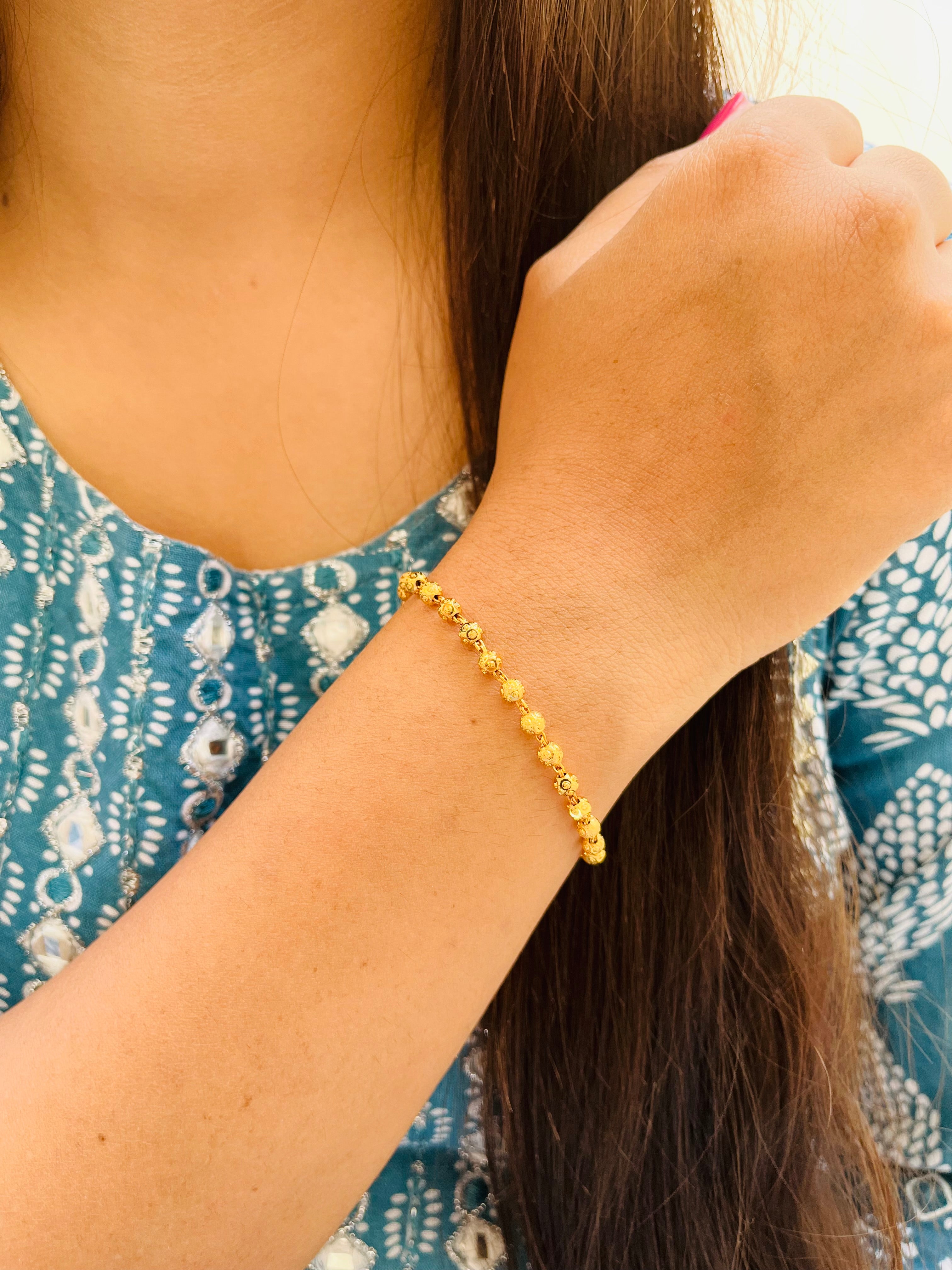 JHB Bracelet Bangle Style Beautiful Latest Trend Gold Plated Bead Hand Bracelets for Women and Girls