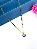 JHB Gold Plated Black Bead And Evil Eye Stone Mangalsutra For Women