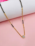 JHB American Diamond Pendant With Black Beads Chain Short Mangalsutra Tanmaniya For Womens