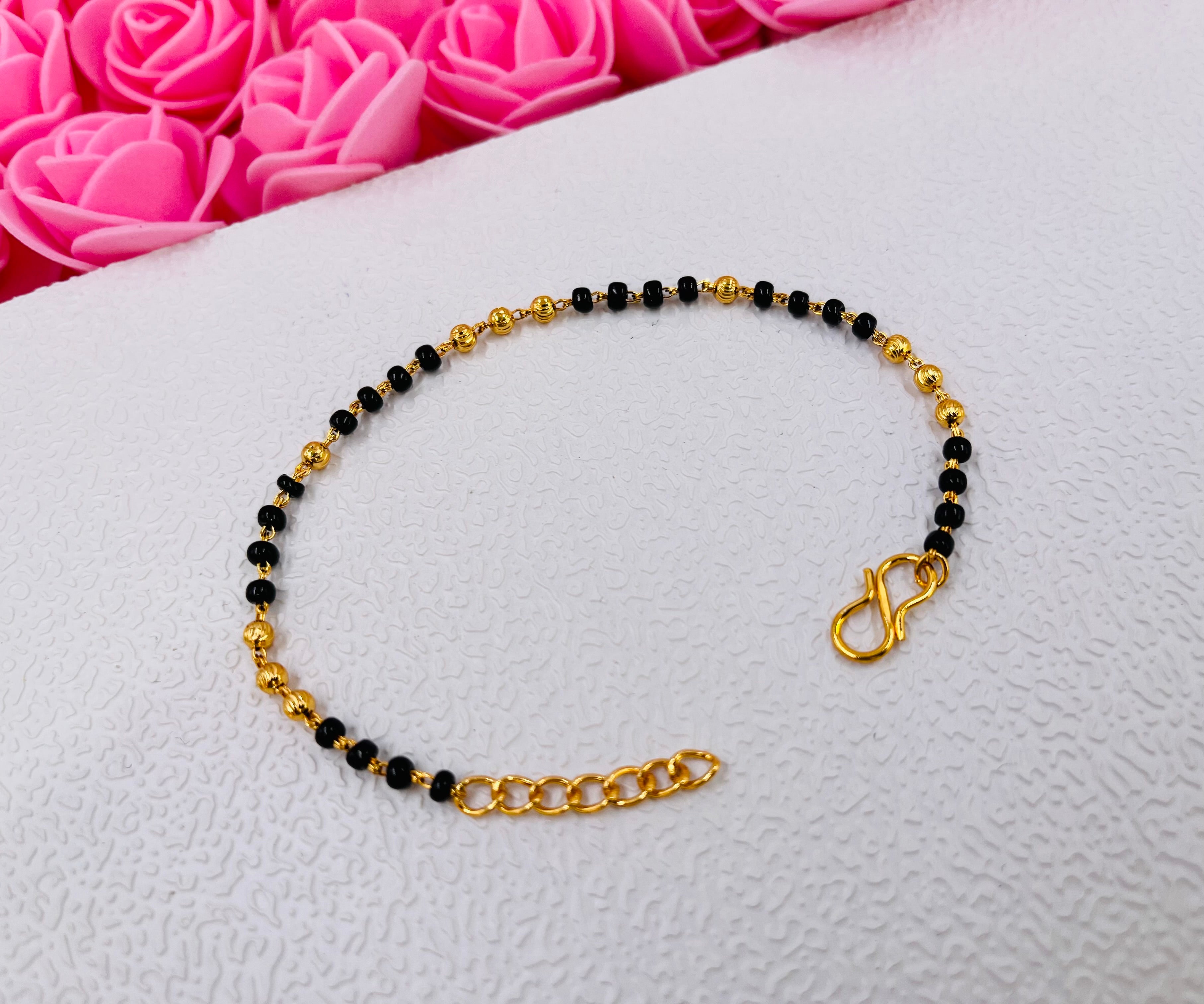 JHB Unique & Latest Black Bead Hand Bracelet Mangalsutra for Women