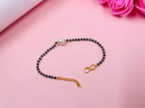 JHB Single Pearl Boll Bracelet Black Crystal Hand Mangalsutra Bracelet For Women's