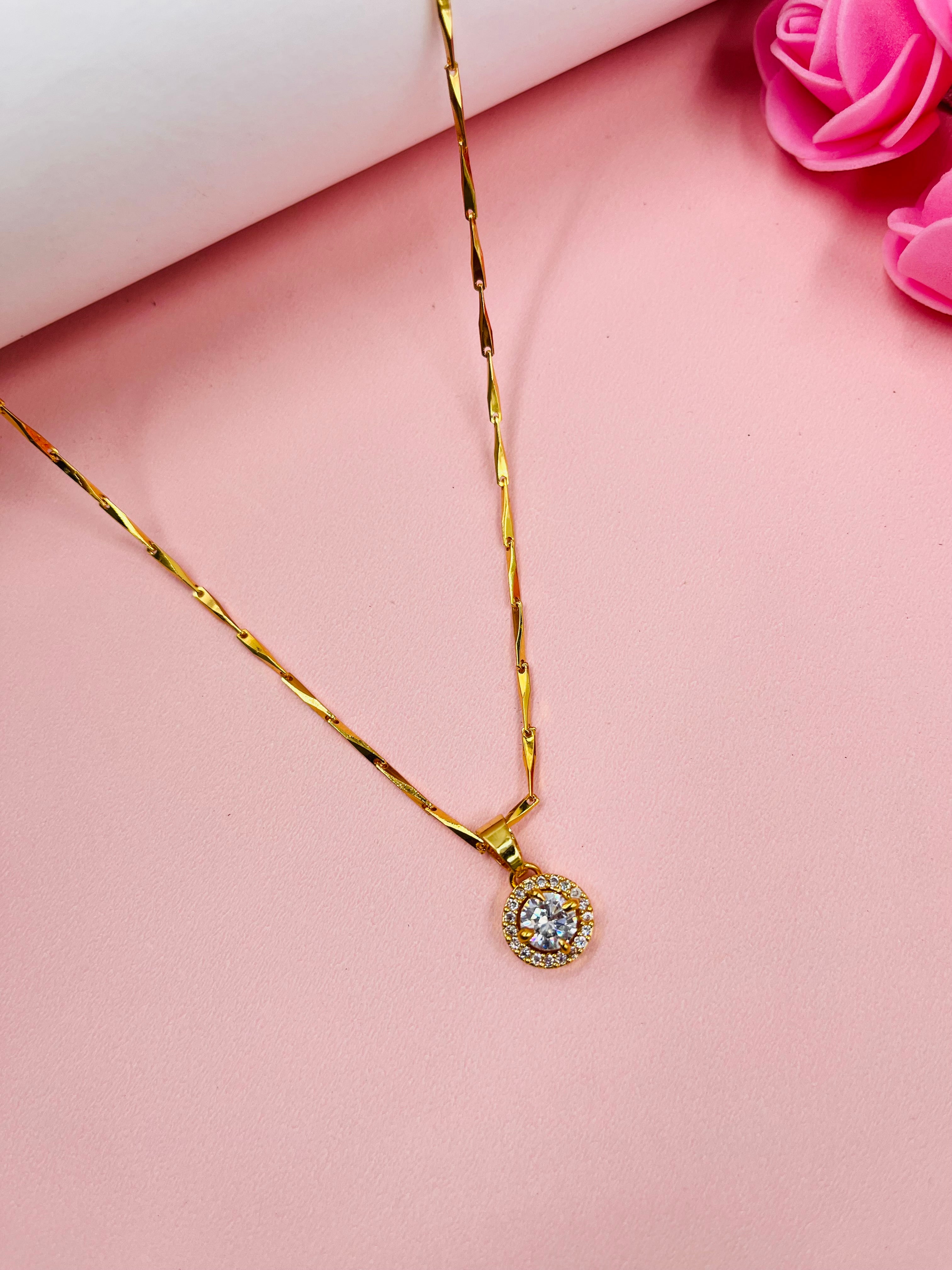 JHB Stylish Diamond Pendant Necklace For Women With Extendable Chain