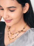 JHB Gold Plated Bead and Black Bead Layer Mangalsutra Multi-String Necklace for Women