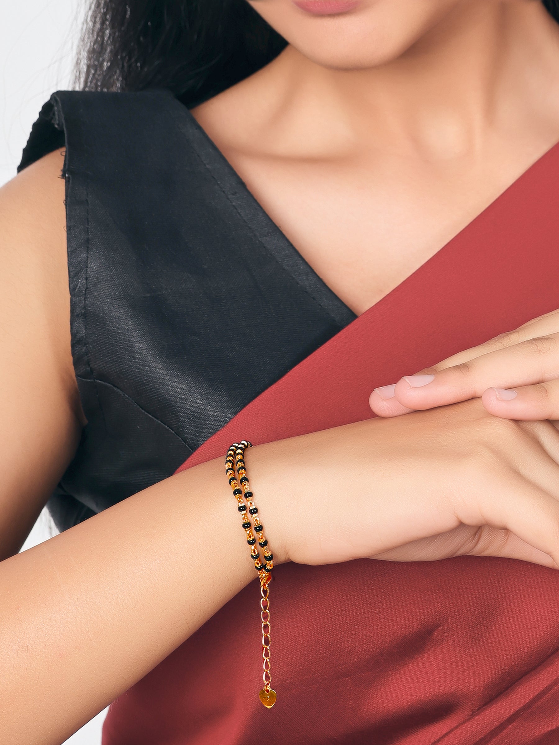 JHB Black Bead Bracelet Bangle Style Beautiful Latest Trend Artificial Hand Bracelet for Women and Girls