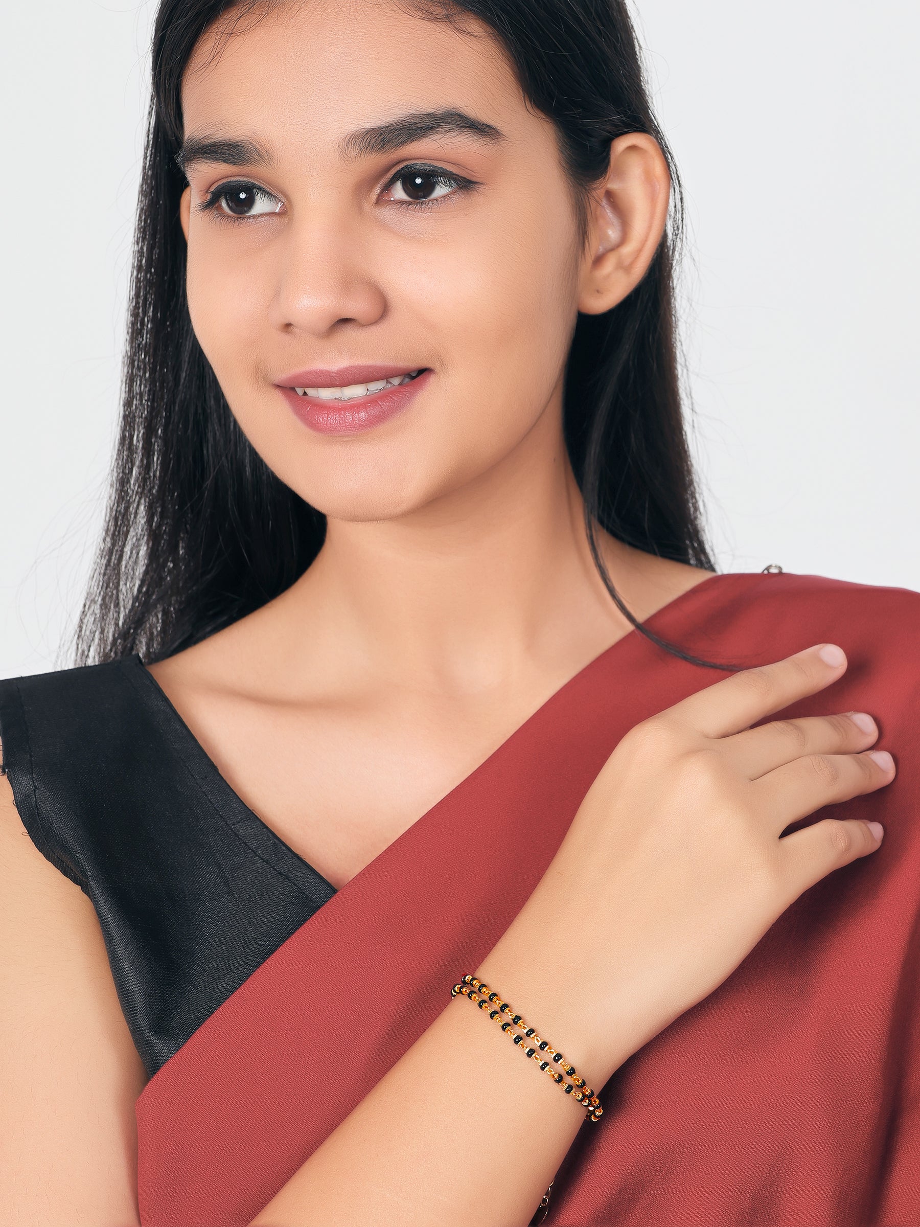 JHB Black Bead Bracelet Bangle Style Beautiful Latest Trend Artificial Hand Bracelet for Women and Girls