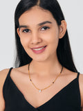 JHB American Diamond Pendant With Black Beads Chain Short Mangalsutra Tanmaniya For Womens