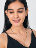 JHB American Diamond Pendant With Black Beads Chain Short Mangalsutra Tanmaniya For Womens