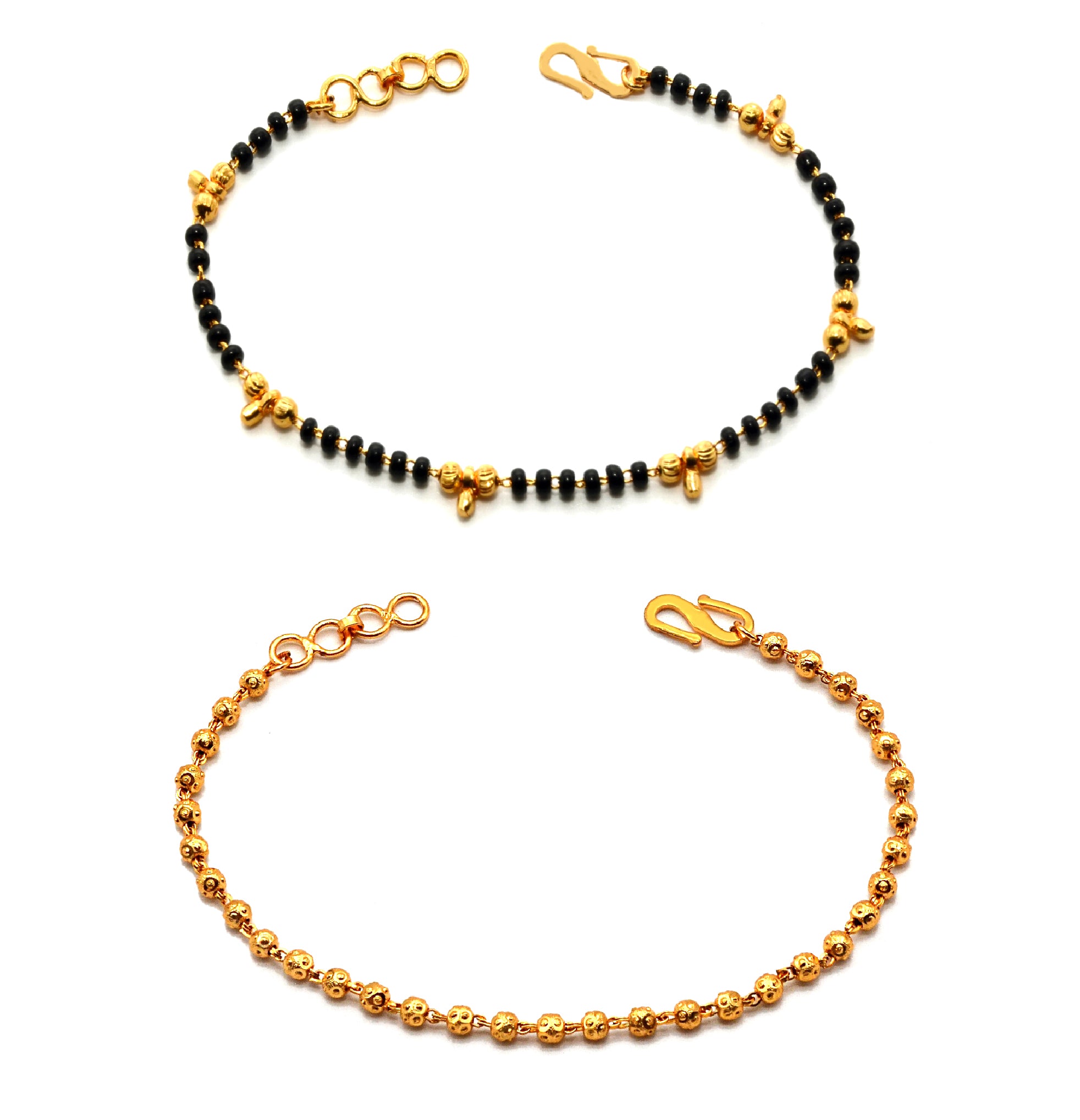 JHB Golden Gold-Plated Brass Bracelet 2 pis Combo for Women