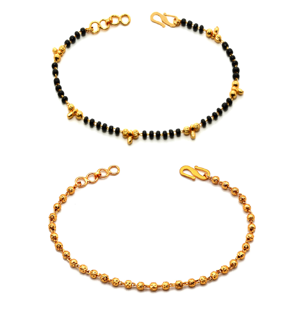 JHB Golden Gold-Plated Brass Bracelet 2 pis Combo for Women