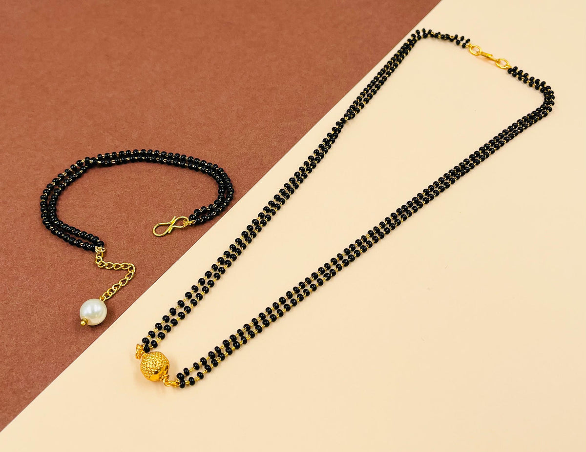 JHB Gold Plated Black Bead Mangalsutra And Bracelet Combo For Women