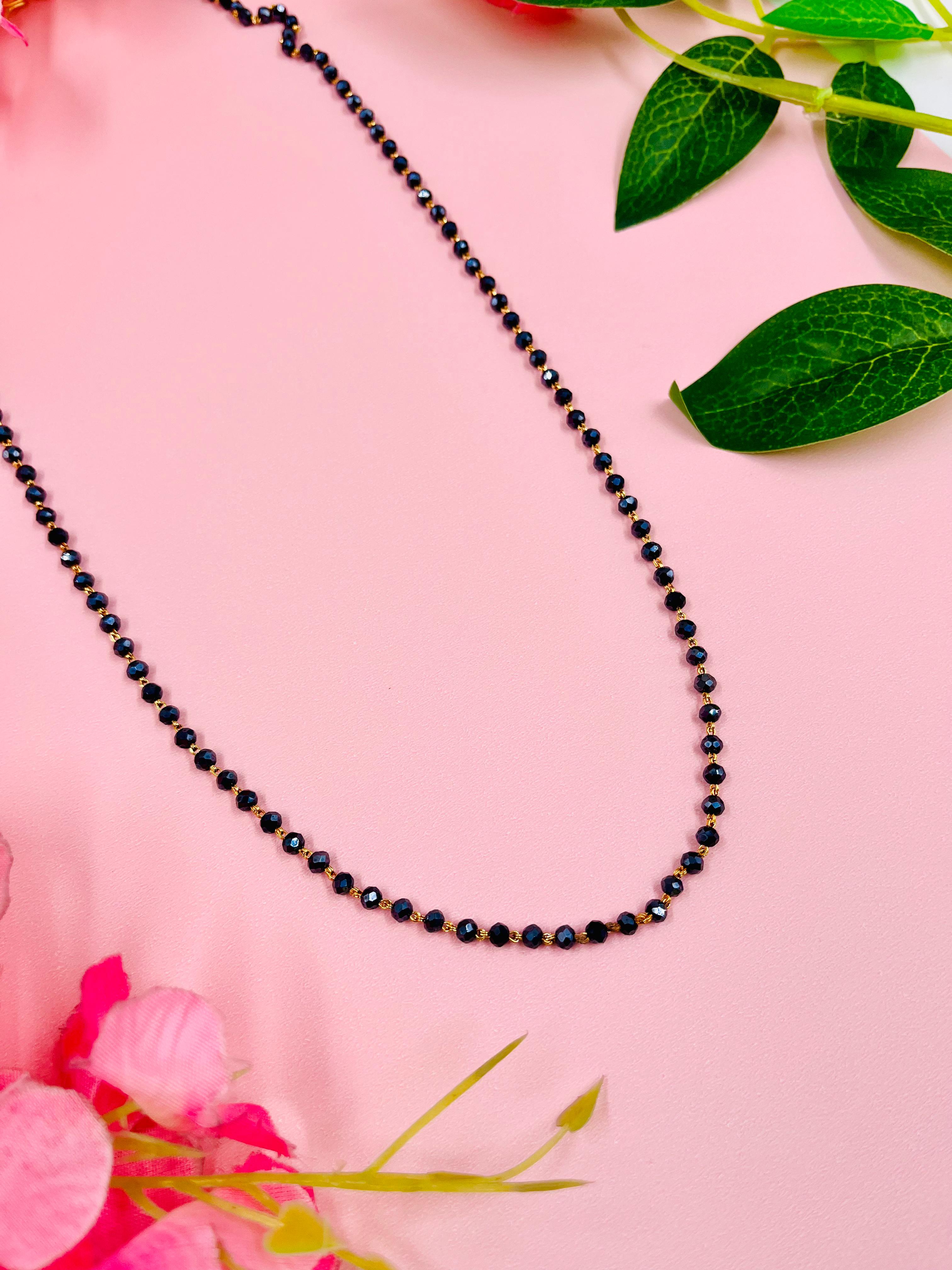 JHB Women Traditional Black Bead Chain and Gold Plated Neck Chain for Women & Girls Wedding, Engagement and Anniversary