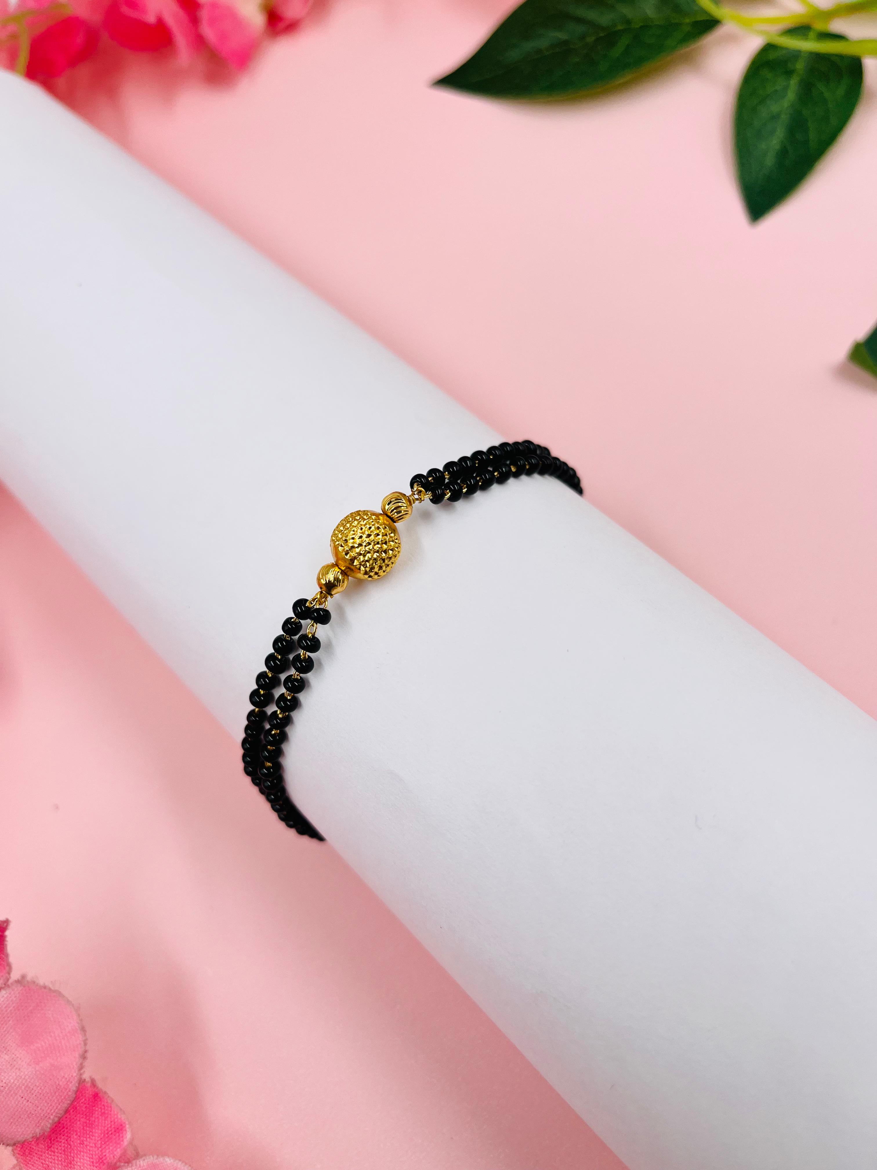 JHB Gold Plated Black Bead Mangalsutra And Bracelet Combo For Women