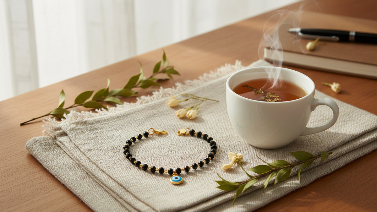 JHB Baby Bracelet Black Bead Crystal Nazariya Evil Eye Kids Bracelet for Baby Girls & Baby Boys